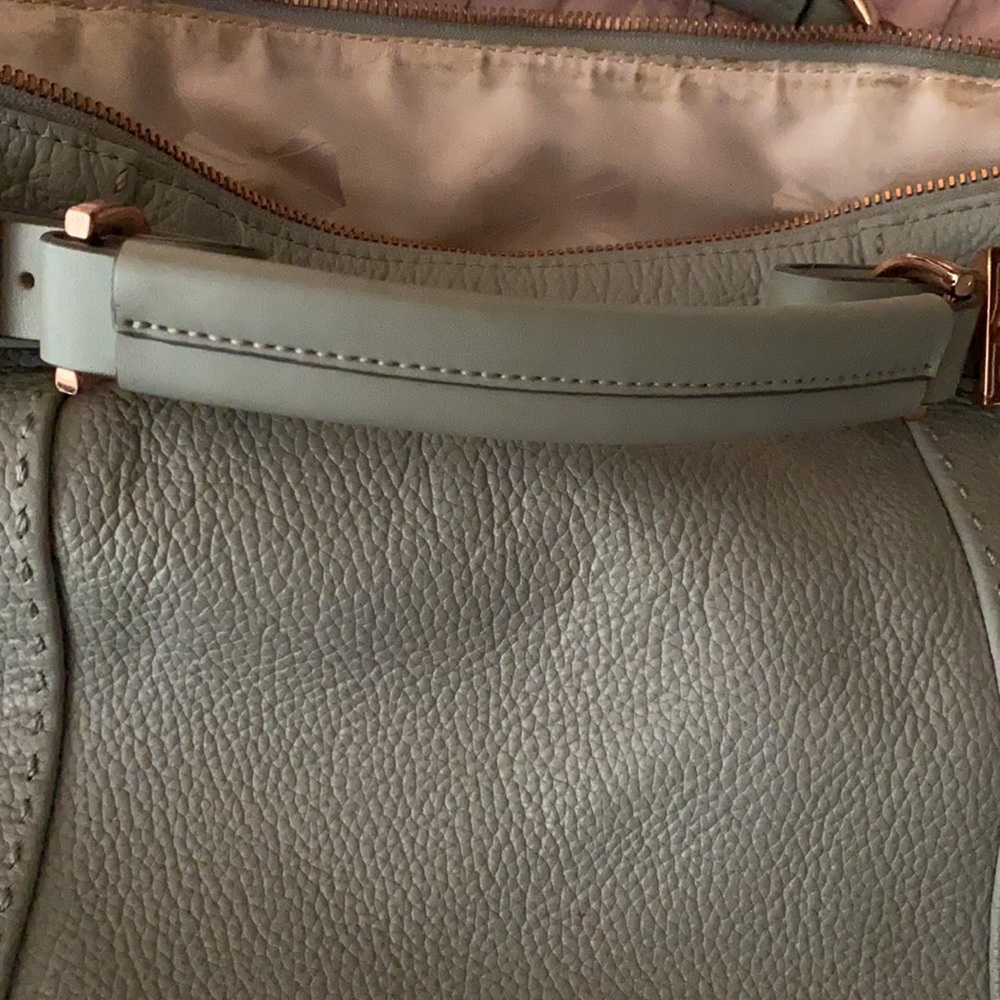 Ted Baker Ash Gray Medium/ Large Bag Handbag Genuine Leather Rose Gold Metal - Picture 10 of 16